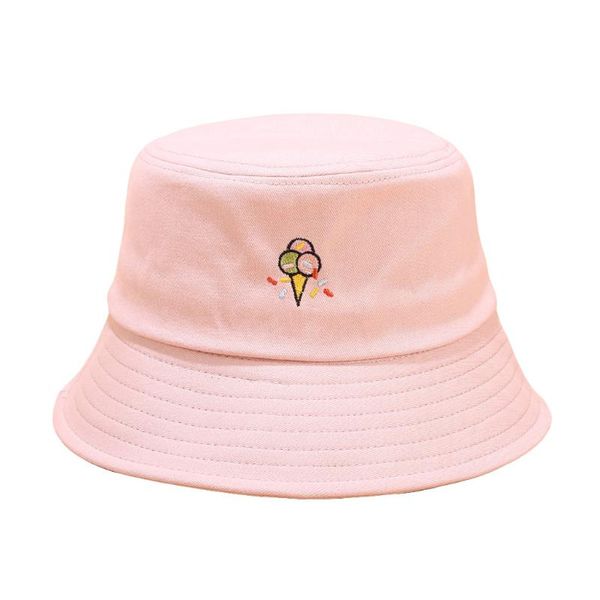 

new design fashion autumn women cute print cream embroidery canvas bucket hat foldable outdoors sun hat cap, Blue;gray
