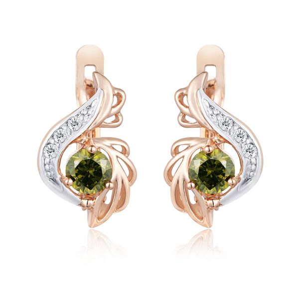 

gorgeous women femme 585 gold color jewelry green stone cubic zircon drop dangle earrings, Silver