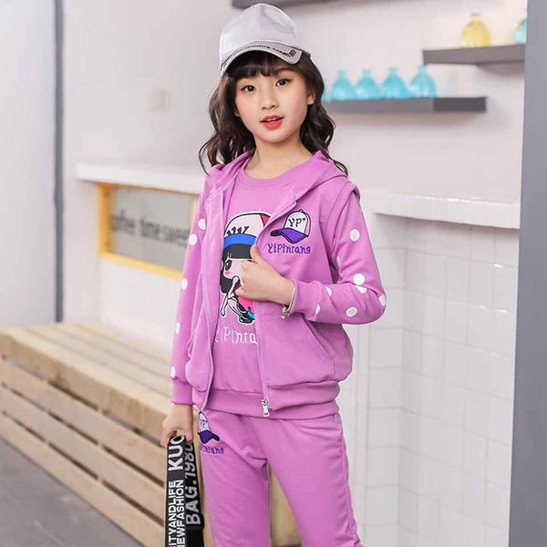 

new girls clothing set 2019 autumn floral clothes set for girl children sport suit kids tracksuit teenage 10 12 years, White