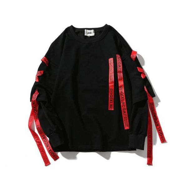 

yellow and red ribbons tag hoodies sweatshirts white for men letter off male black casual hip hop sport boy men's pullove164v