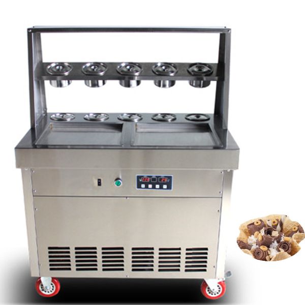 

beijamei commercial fried ice cream machine 110v 220v thailand double flat pan fried ice cream roll machine