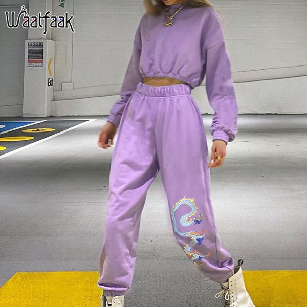 

waatfaak elastic high waist harem pants streetwear baggy purple sweatpants women dragon print joggers harajuku trousers woman, Black;white