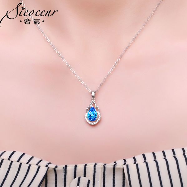 

s925 sterling silver natural blue z necklace girl pendant chain