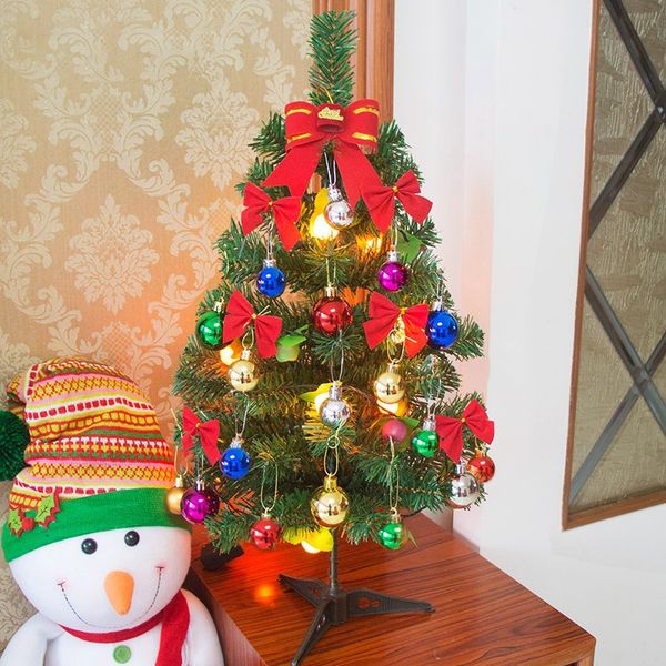 

mini 60cm light christmas tree with colorful toy balls office table party home decorative light xmas tree new year kids gifts