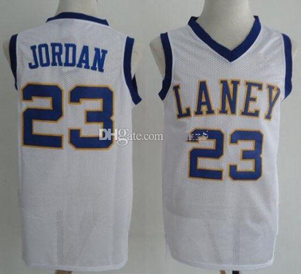 

laney high school michael mj retro #23 white retro basketball jersey men's stitched custom number name, Black;red