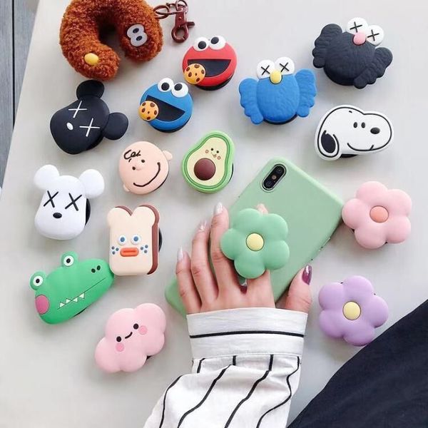 

3d cartoon mobile phone holder foldable with fingers for iphone samsung xiaomi huawei pretty case silicone holder