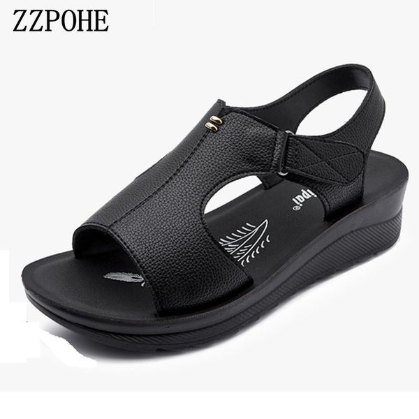 

zzpohe 2019 new women's sandals in the summer with women pregnant women non-slip sandals middle-aged mother shoes, Black