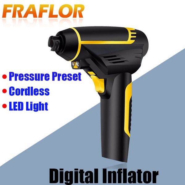 

wireless smart rechargeable digital tire inflator dc 12 volt portable pump 150 psi air compressor for car motorcycles bicycles