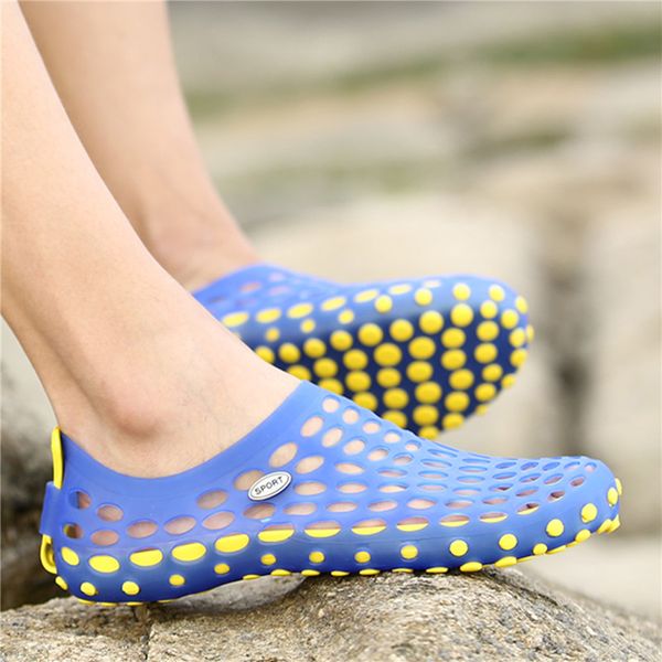 

summer shoes men beach slippers outdoor sandals couple shoes river flats platform rubber sea jelly zapatos, Blue;gray