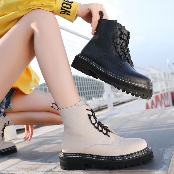 

boots woman genuine leather handsome boots high help black locomotive short