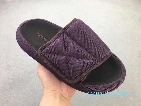 

exclusive shipment in all three colors,original kanye west season 6 fashion slippers bread slippers sandal with boxqa24, Black
