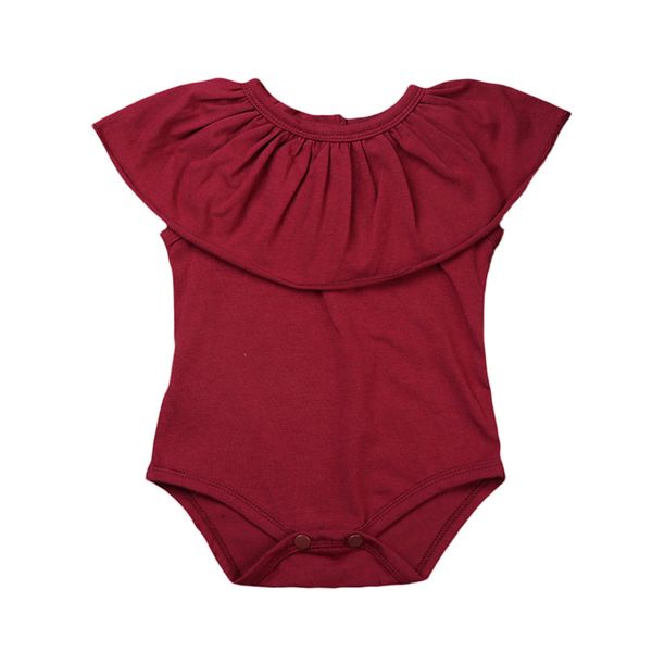 

summer lovely newborn baby girls pure color cotton romper lotus jumpsuit clothes outfits 0-2t