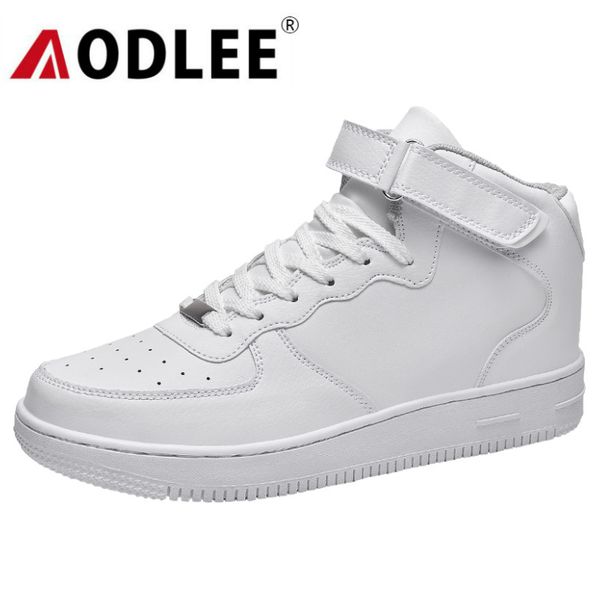 

aodlee white sneakers men shoes casual classic breathable winter fashion men casual shoes sneakers walking leather, Black