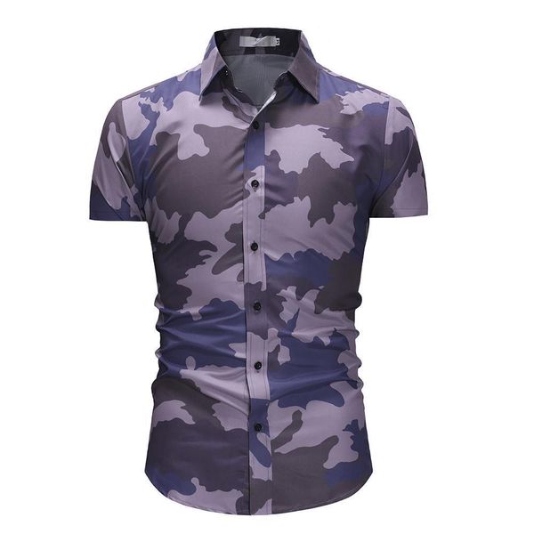 

камуфляж социальная рубашка мужчины с коротким рукавом повседневная блузка мужчины slim fit рубашка для мужской одежды хип-хоп новый, White;black