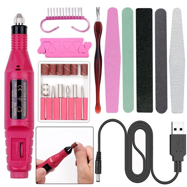 

dril bit set professional electric nail drill machine multiple drill manicure machine nail buffer dead skin art tools, Silver