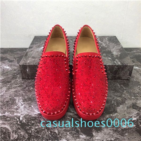 

2020 men women casual shoes designer red bottoms studded spikes fashion insider sneakers red leather low c06, Black