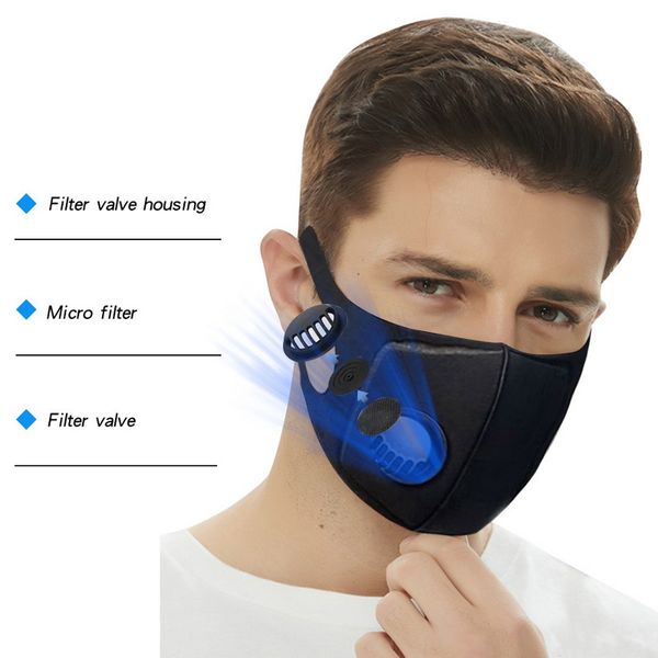 

pm2.5 pollution face respirator men women anti dust black breathable valve mask filter 3d mouth cover kn95