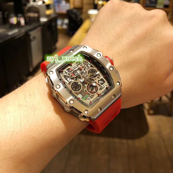 

promotional men's fashion sports watch automatic mechanical men's sports watch stainless steel case waterproof rubber strap watche, Slivery;brown