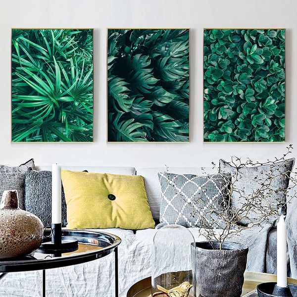 

nordic fresh home decor canvas art painting green plant picture wall art for living room wall backdrop minimalist painting