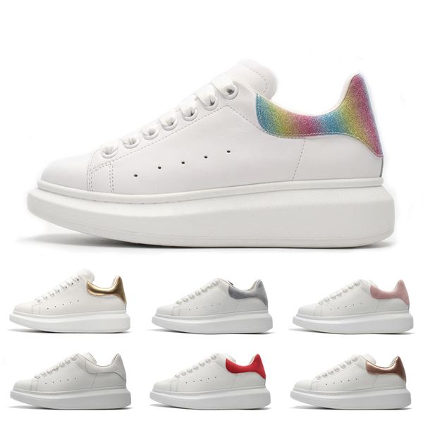 

new season designer shoe casual triple black white reflective red green rainbow grey women shoes men leather lace up platform casual shoes