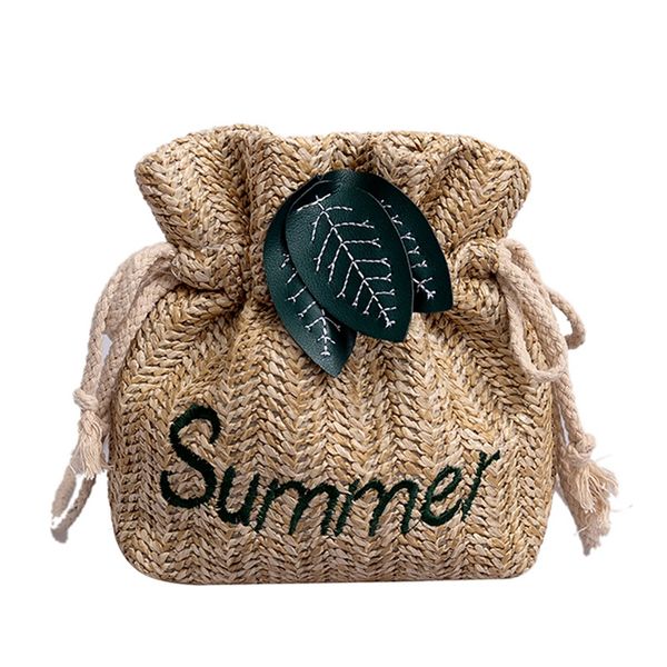 

summer beach women's woven bag handmade shoulder bag rattan tote purse handbags inclined shoulder khaki