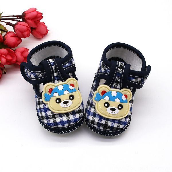 

newborn crib for baby boys girls infant cotton shoes non slip flats shoes cute cartoon bears spring summer baby shoe 018, Black;red