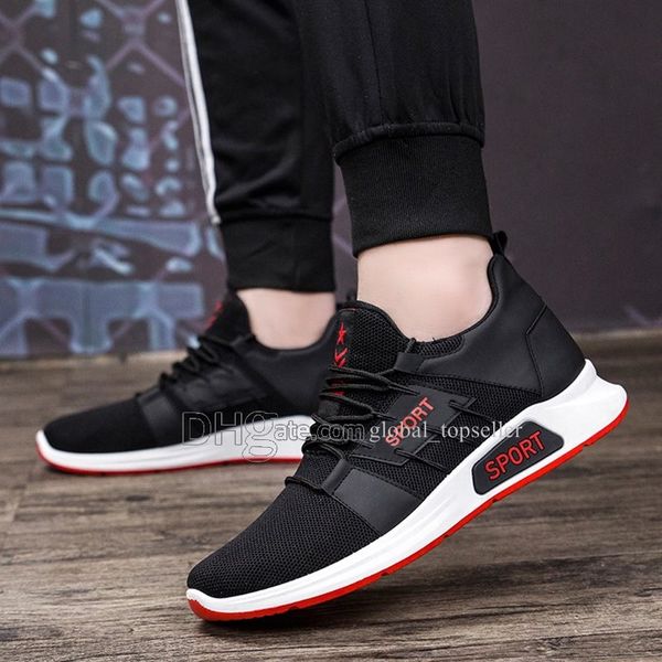 

new arrival with box fashion men shoes mesh breathable sneakers walking male footwear new comfortable lightweight running shoes ac-200301008, White;red