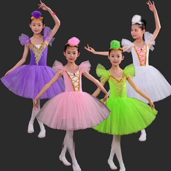 

professional ballet skirt female costumes children long suspender gauze skirt children swan jump dance, Black;red