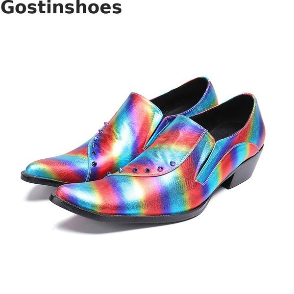 

fashion rainbow men shoes genuine leather camouflage men casual shoes pointed toe set foot oxford height increased, Black
