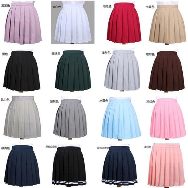 

japanese pleated cos macarons high waist skirt women's skirts ladies kawaii female korean harajuku clothing for women, Black