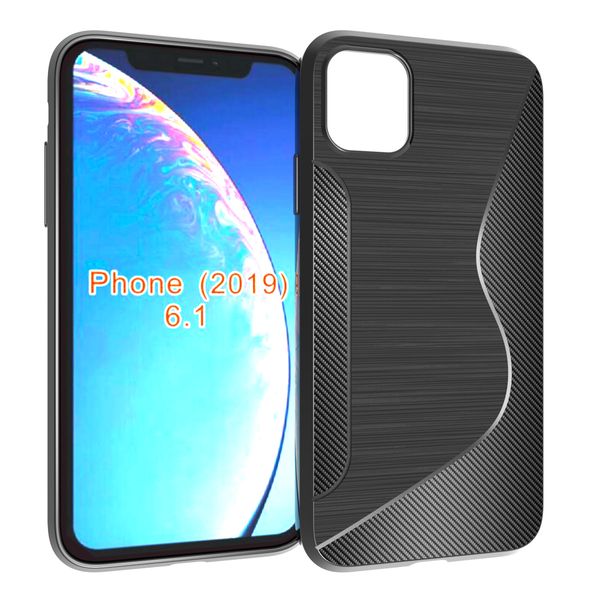 

s line carbon fiber tpu gel skin cover мягкий противоударный чехол для iphone 11 6.1