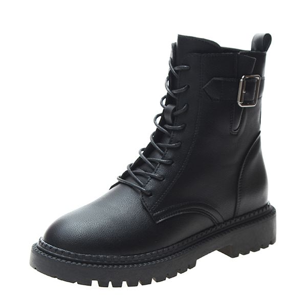 

women winter plus velvet zipper leather outdoor snow boots size 35-40 black leather high boots hiking driving shoes %1953