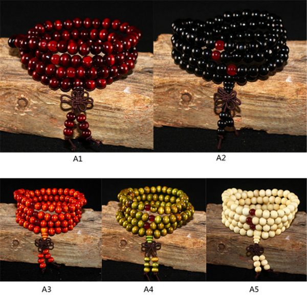 

natural sandalwood bracelet men buddhist buddha meditation bead bracelet for women prayer 108 beads rosary hanging decoration, Black