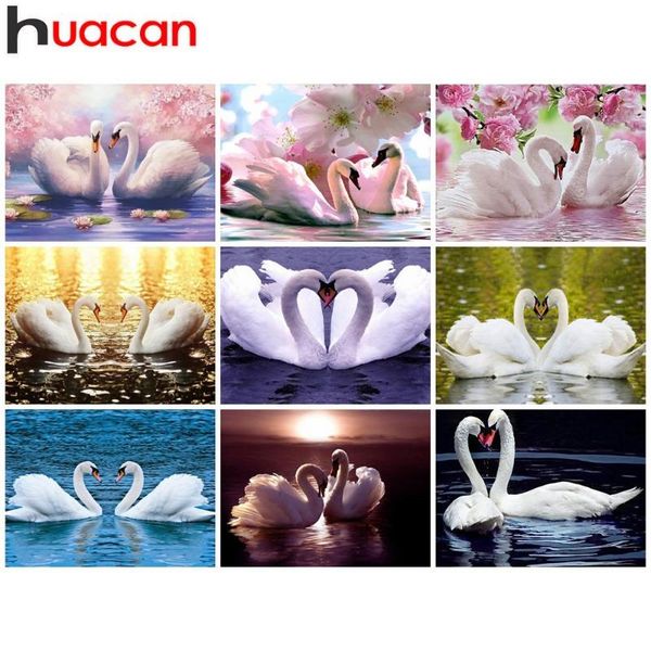 

huacan алмазной картины swan домашнего украшение фото мозаика rhinestone картина 5d diy алмазной вышивка для животных