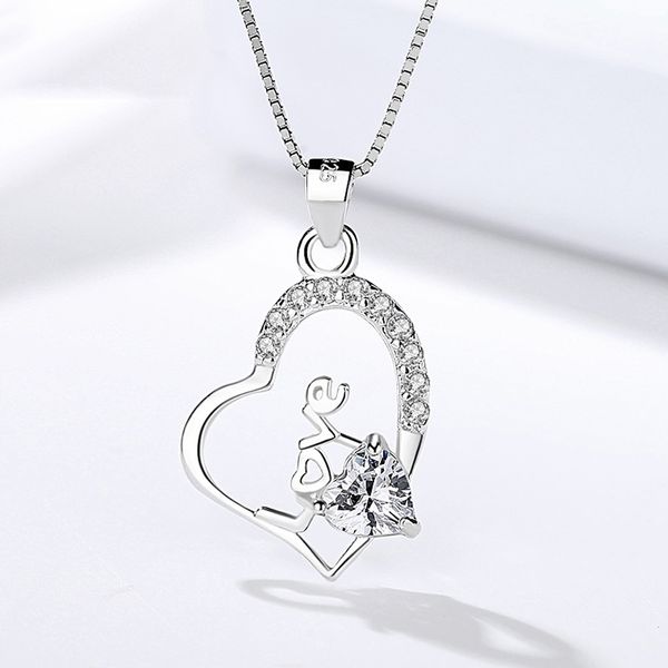 

genuine s925 sterling silver ladies gift korean version fashion love pendant zircon beautiful heart-shaped pendant silverware