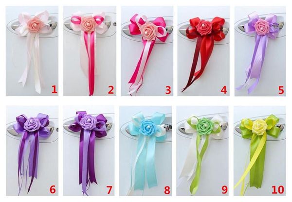 Atacado-10 cores para escolher 4 pcs casamento decoração de carro de casamento maçanetas de porta de carro e retrovisor espelho decoração casamento material de casamento