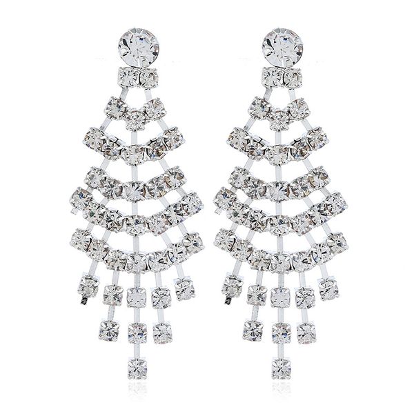 

wholesale-bride jewelry set european and american necklace earrings two bright elegant bride jewelry set, Silver