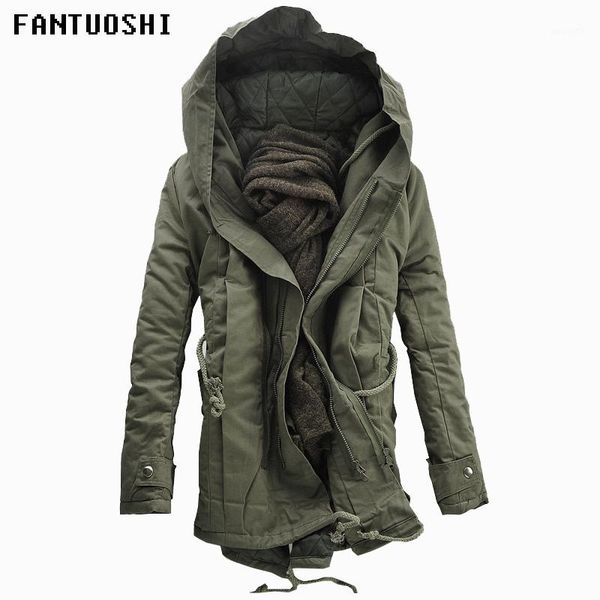 

2018 new men padded parka cotton coat winter hooded jacket mens fashion large size coat thick warm parkas black army green 6xl1