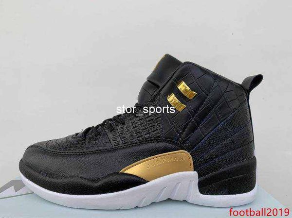 

2019 new 12 midnight black black fish snakeskin men basketball shoes 12s sneakers sports outdoor trainers size 7-13