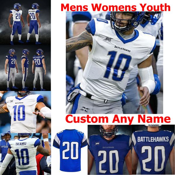 

custom 2020 st. louis battlehawks jerseys jake payne jersey 1 lasley damoun patterson ryan white 10 ta'amu xfl football jerseys stitche, Black;red