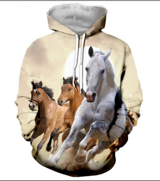 

new fashion cool sweatshirt hoodies 3d print mens womens casual horse style streetwear clothes rl0192, Black