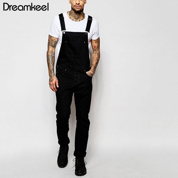 

men's ripped jeans jumpsuits fashion 2019 street distressed black denim bib overalls for man suspender pants men y, Blue