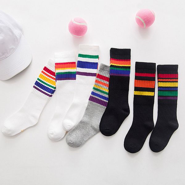 

baby girl cute socks stripe cotton long socks party infant children soft crib leg warmer 1-10y kids girls, Blue