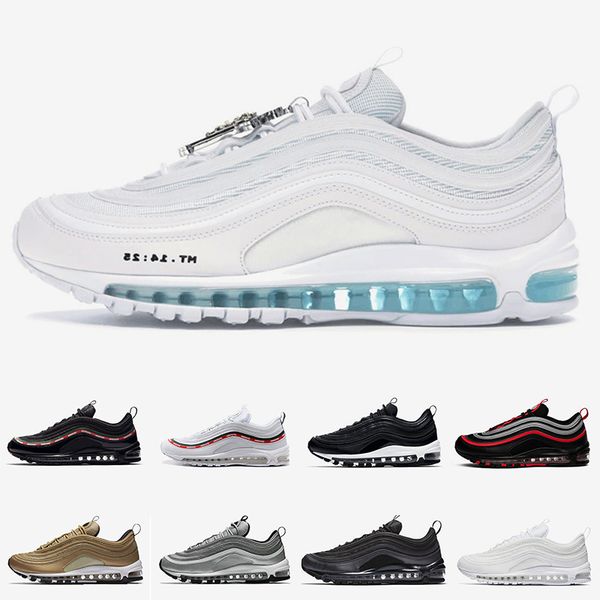 

nike air max 97 мужчины женщины кроссовки мужские кроссовки иисус тройной белый черный reflect серебро золото пуля вельвет пакет designer сп, White;red