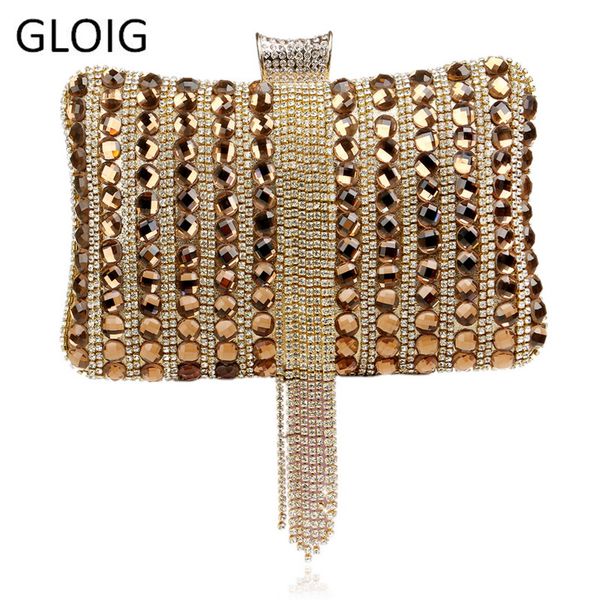 

gloig rhinestones tassel women evening bags fashion diamonds chain shoulder beaded mixed color crystal wedding clutches