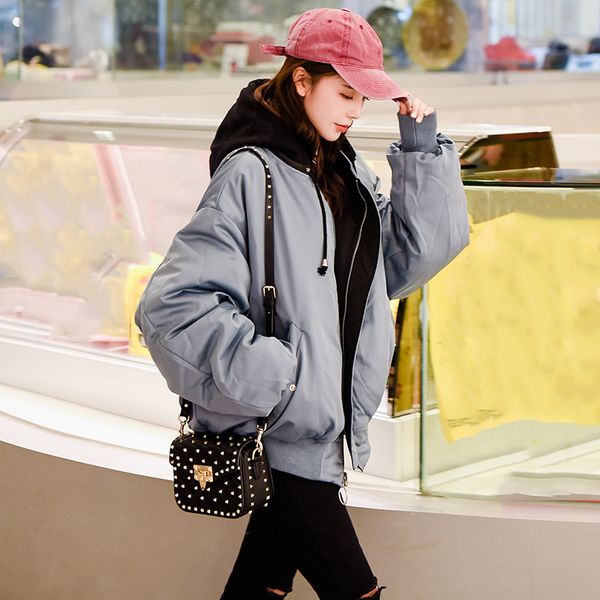 

winter jackets women chains spliced coats both two sides can be wear hooded down jacket warm short parka women thicken jackets, Black