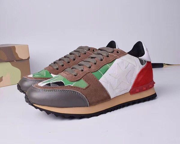 

2019 new sports shoes men home rivet color matching camouflage casual running shoes with lovers shoes, Black