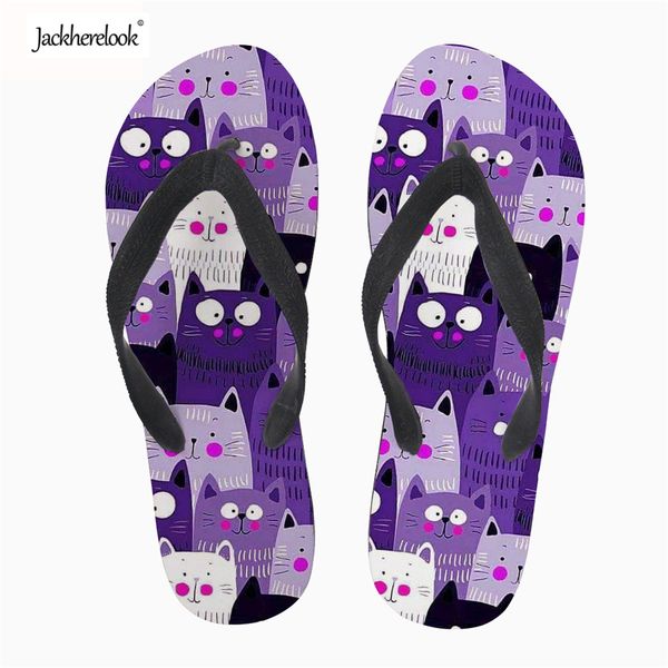 

jackherelook cartoon girls home flip flops animal cute cat brand women summer slippers beach water slip-on flipflops casual 2019, Black
