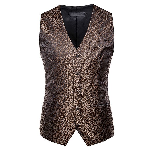 

mens hipster party wedding paisley suit vest floral jacquar waistcoat vest men slim fit single brasted dress vests men gilet xxl, Black;white