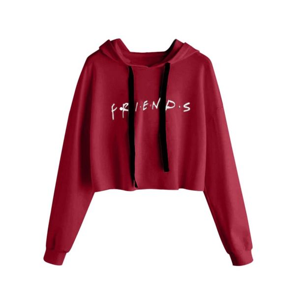 

мода письмо printed hoodie вскользь crop топы короткие пуловер женщины длинные рукава drawstring с капюшоном rk, Black